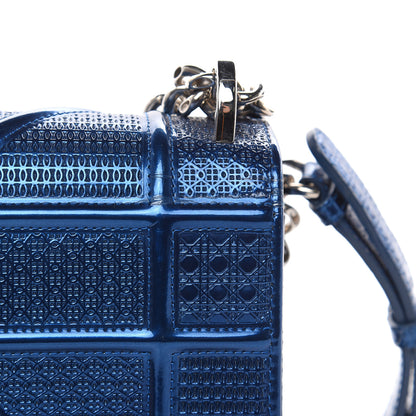 Christian Dior Metallic Patent Micro-Cannage Medium Diorama Flap Bag Blue 12 of 17