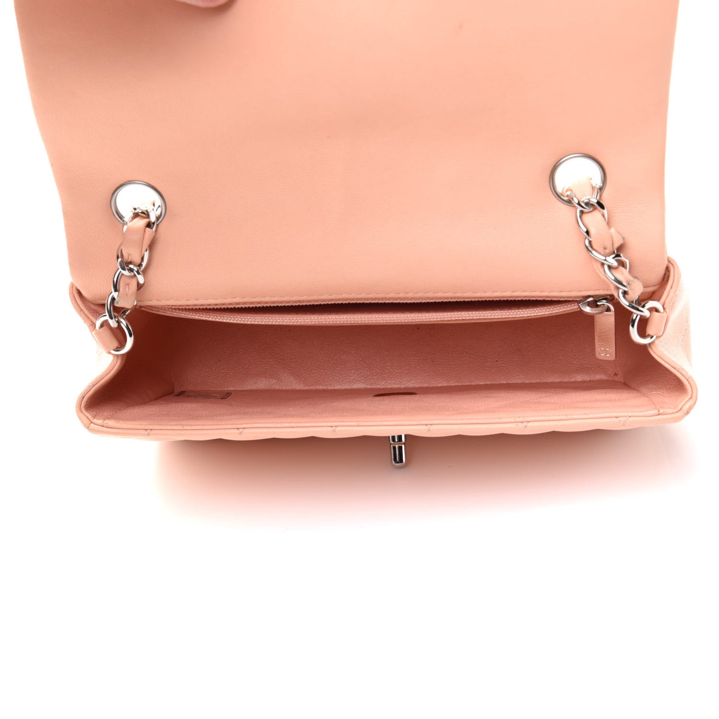 Lambskin Quilted Mini Rectangular Flap Light Pink