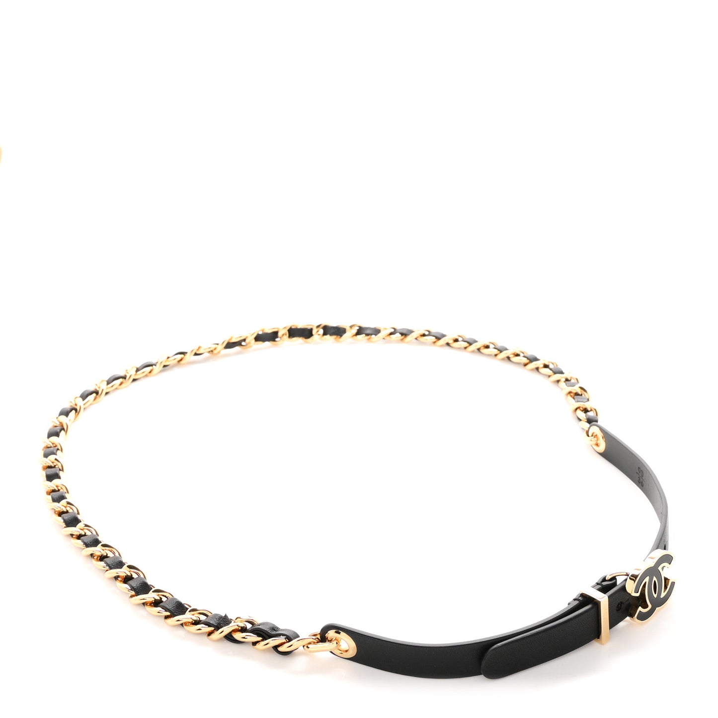 Calfskin Resin CC Chain Belt 90 36 Black