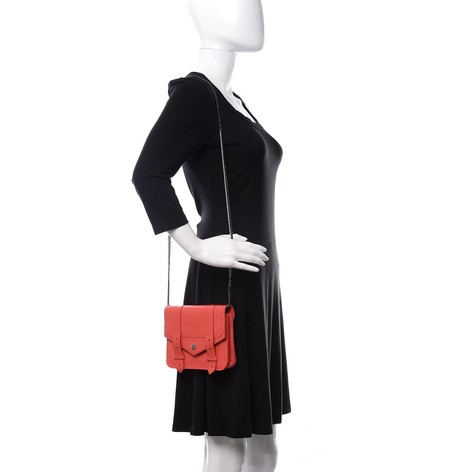 Proenza Schouler Lambskin PS1 Large Chain Wallet Deep Coral 2 of 12