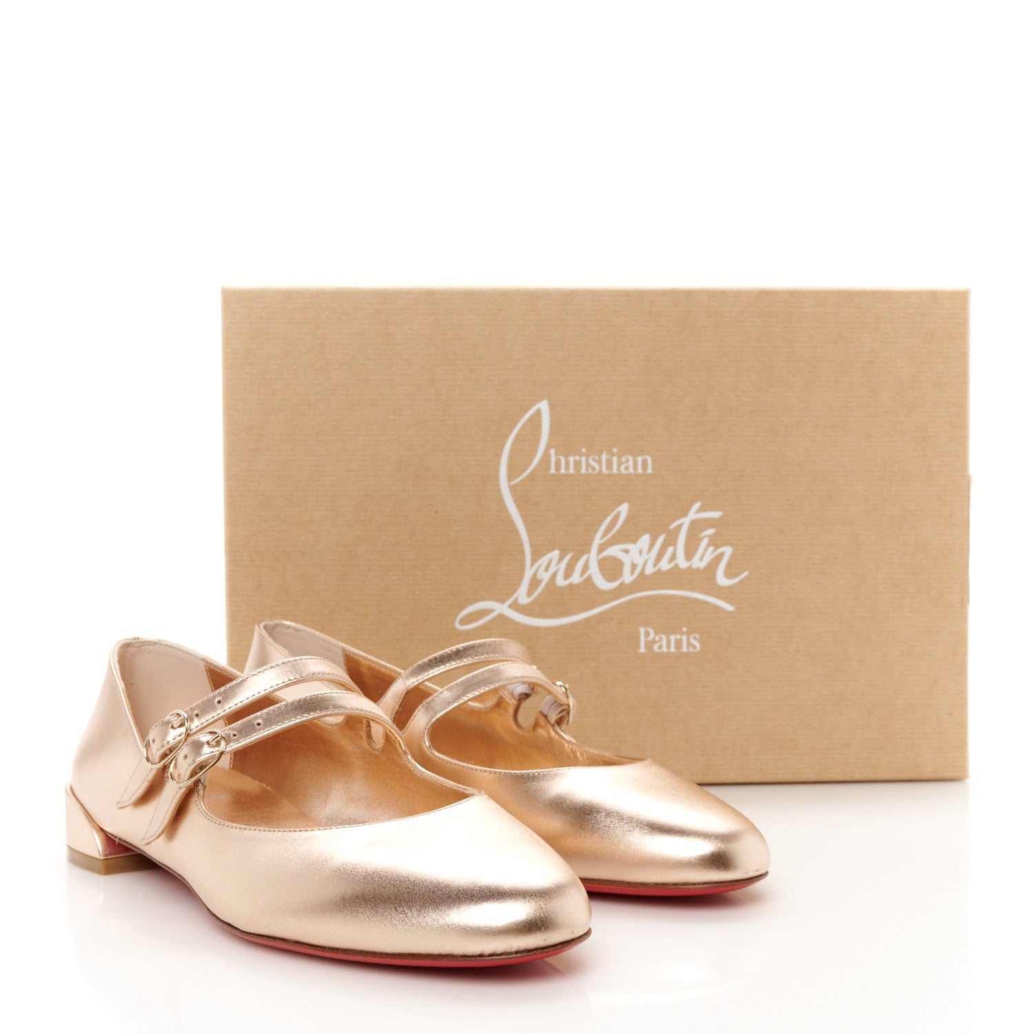 Christian Louboutin Calf Laminato Satin Sweet Jane Flats 37.5 Leche 10 of 10