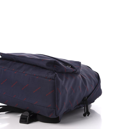 Balenciaga Twill Nylon Allover Logo Print Explorer Backpack Bleu Canopee Rouge 7 of 10