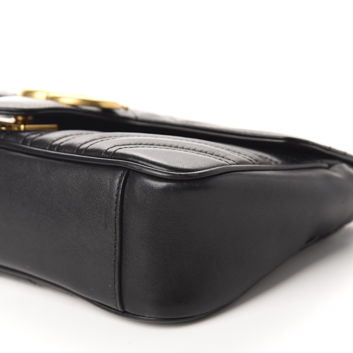 Gucci Calfskin Matelasse Small GG Marmont Shoulder Bag Black 7 of 12