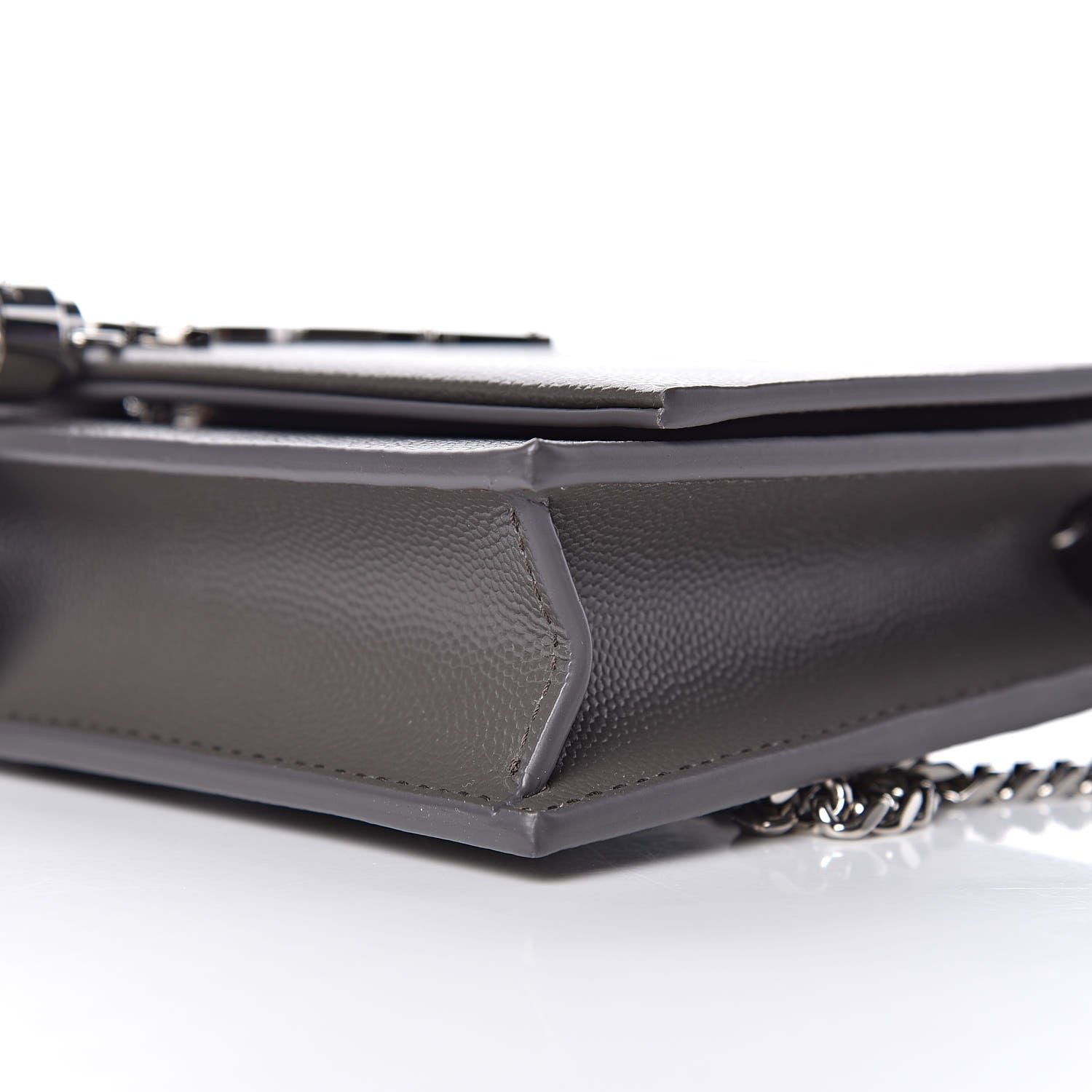 Saint Laurent Grain De Poudre Small Classic Monogram Kate Tassel Chain Wallet Gray 8 of 8