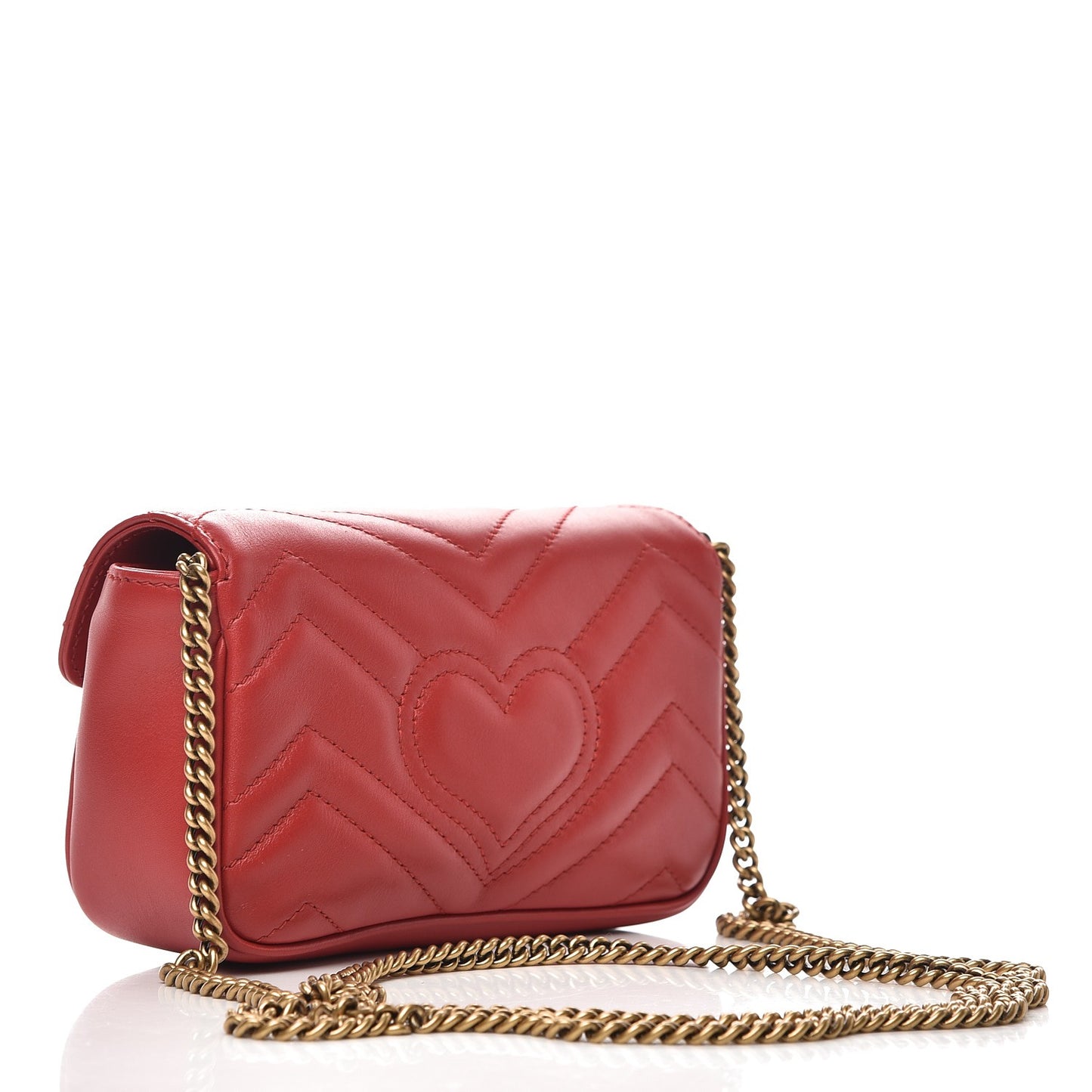 Calfskin Matelasse Super Mini GG Marmont Shoulder Bag Hibiscus Red