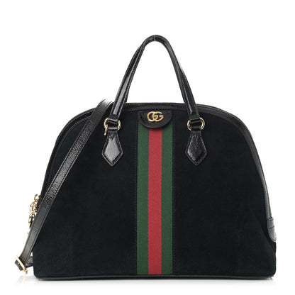Gucci Suede Patent GG Web Medium Ophidia Top Handle Dome Bag Black 1 of 13