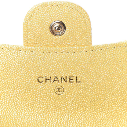Chanel Iridescent Caviar Quilted Flap Card Holder Wallet Yellow 5 of 7