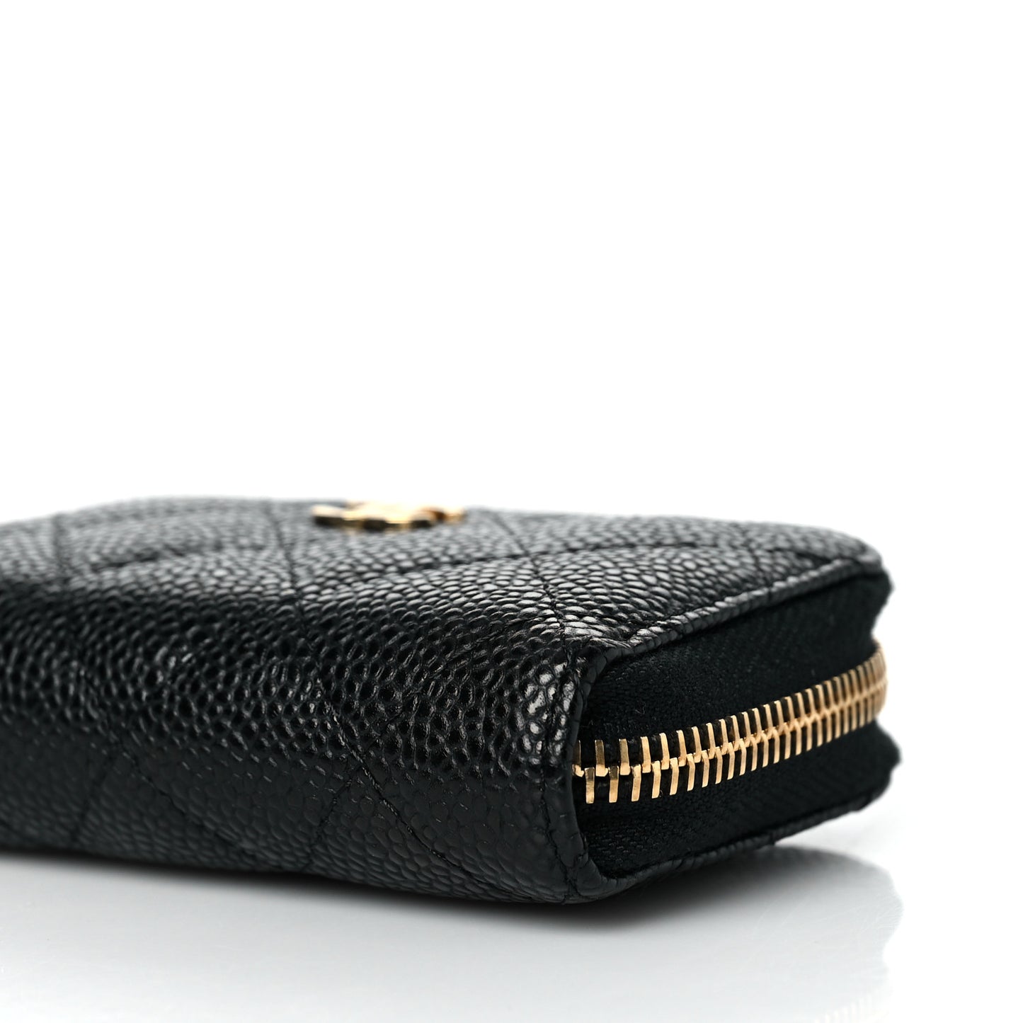 Caviar Quilted Zip Coin Purse Black