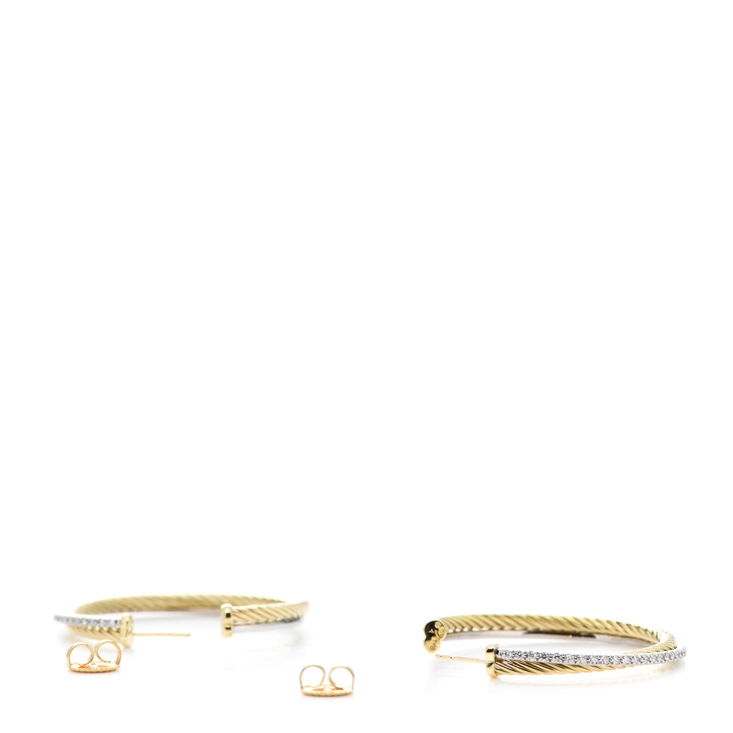 18K Yellow Gold White Gold Diamond Crossover Extra Large Hoop Earrings