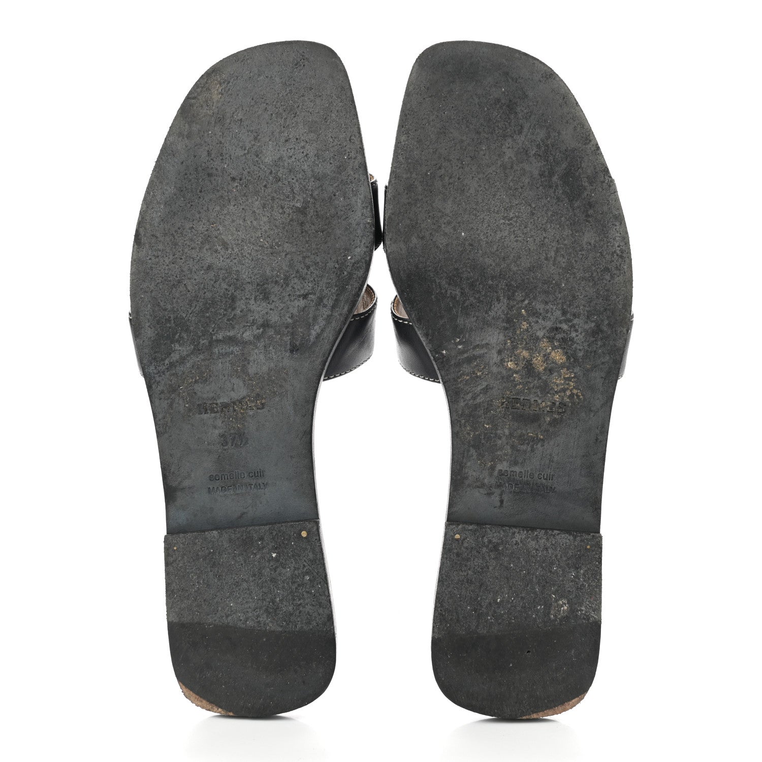 Hermes Box Calfskin Oran Sandals 37.5 Black 5 of 11