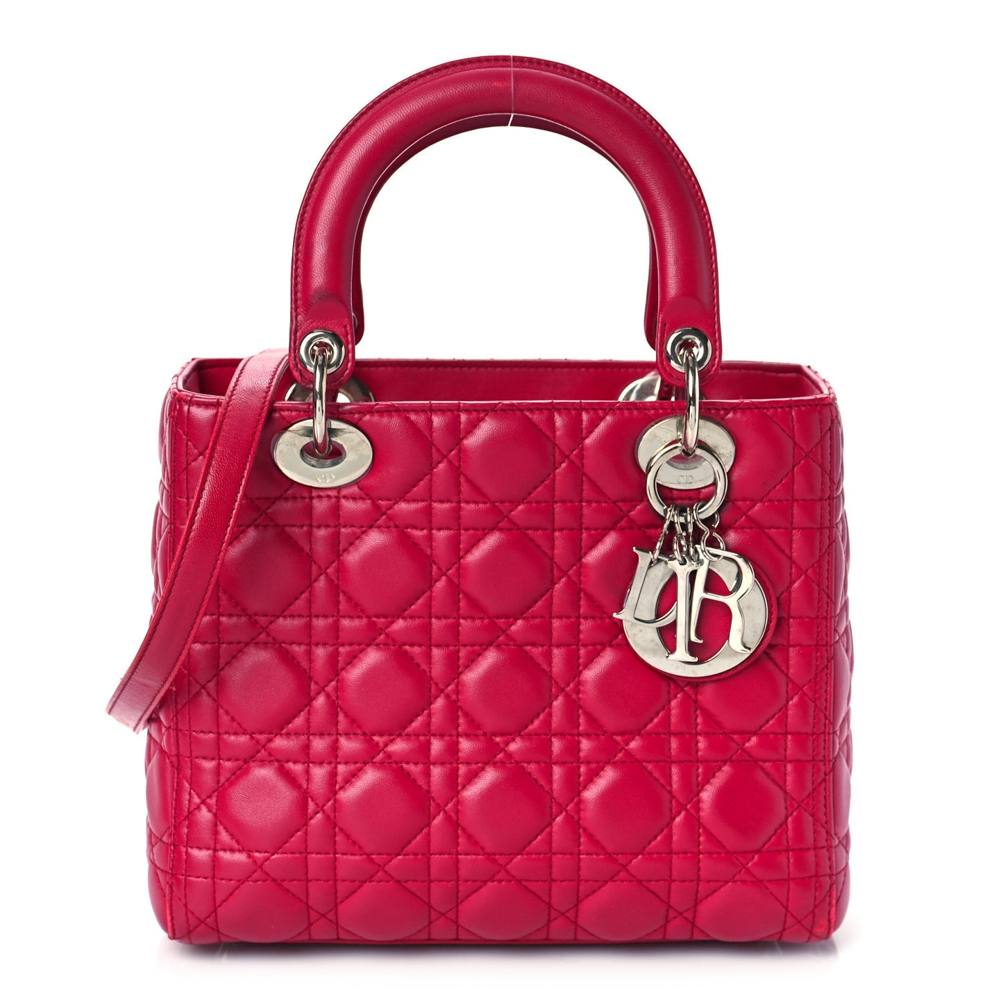 Lambskin Cannage Medium Lady Dior Fuchsia
