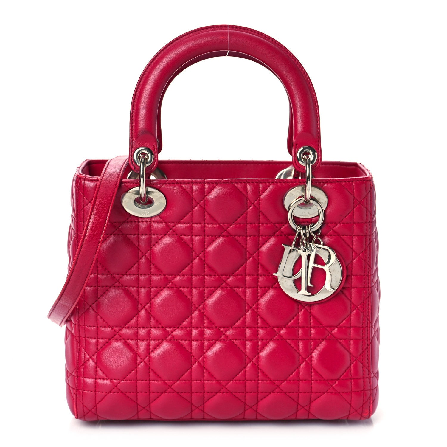 Christian Dior Lambskin Cannage Medium Lady Dior Fuchsia 1 of 14