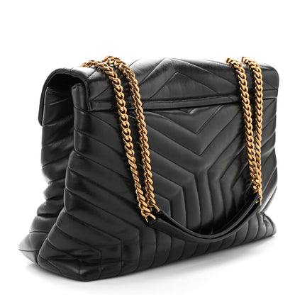 Saint Laurent Calfskin Y Quilted Monogram Large Loulou Chain Satchel Black 3 of 10