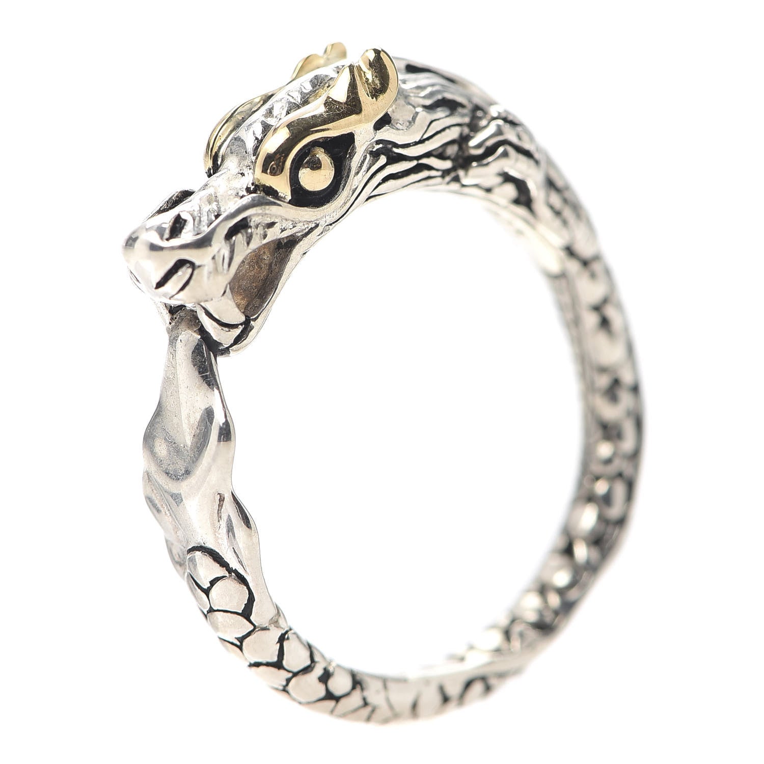 John Hardy Sterling Silver 18K Yellow Gold Legends Naga Dragon Head Ring 54 7 1 of 5