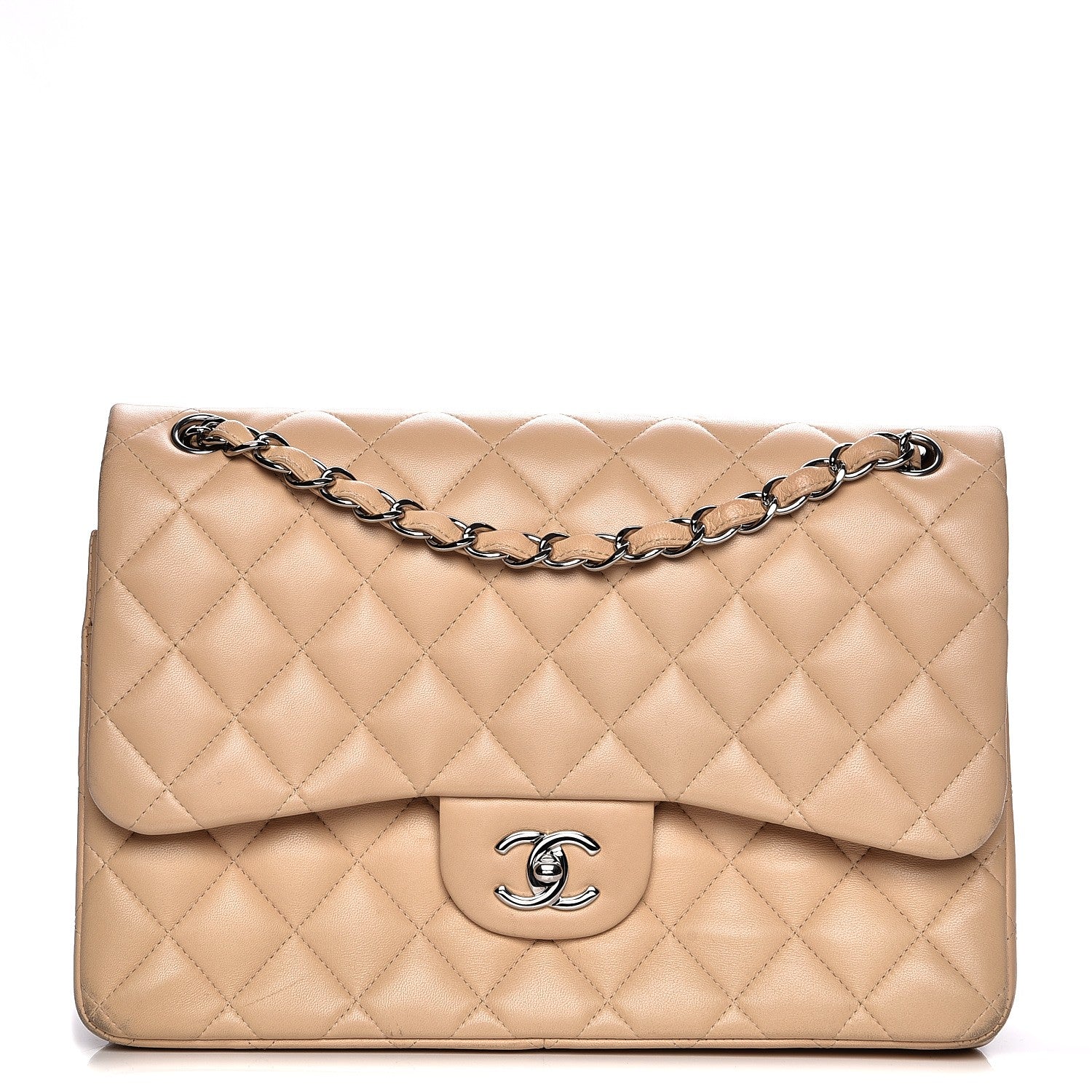 Chanel Lambskin Quilted Jumbo Double Flap Beige 1 of 14