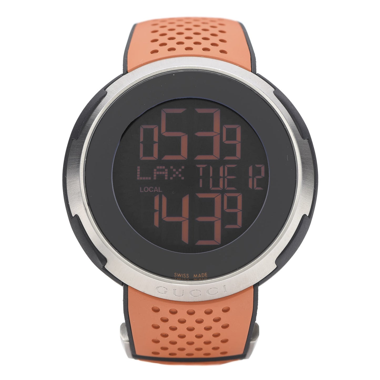 Stainless Steel Rubber 49mm Digital I-Gucci Sport Watch Black
