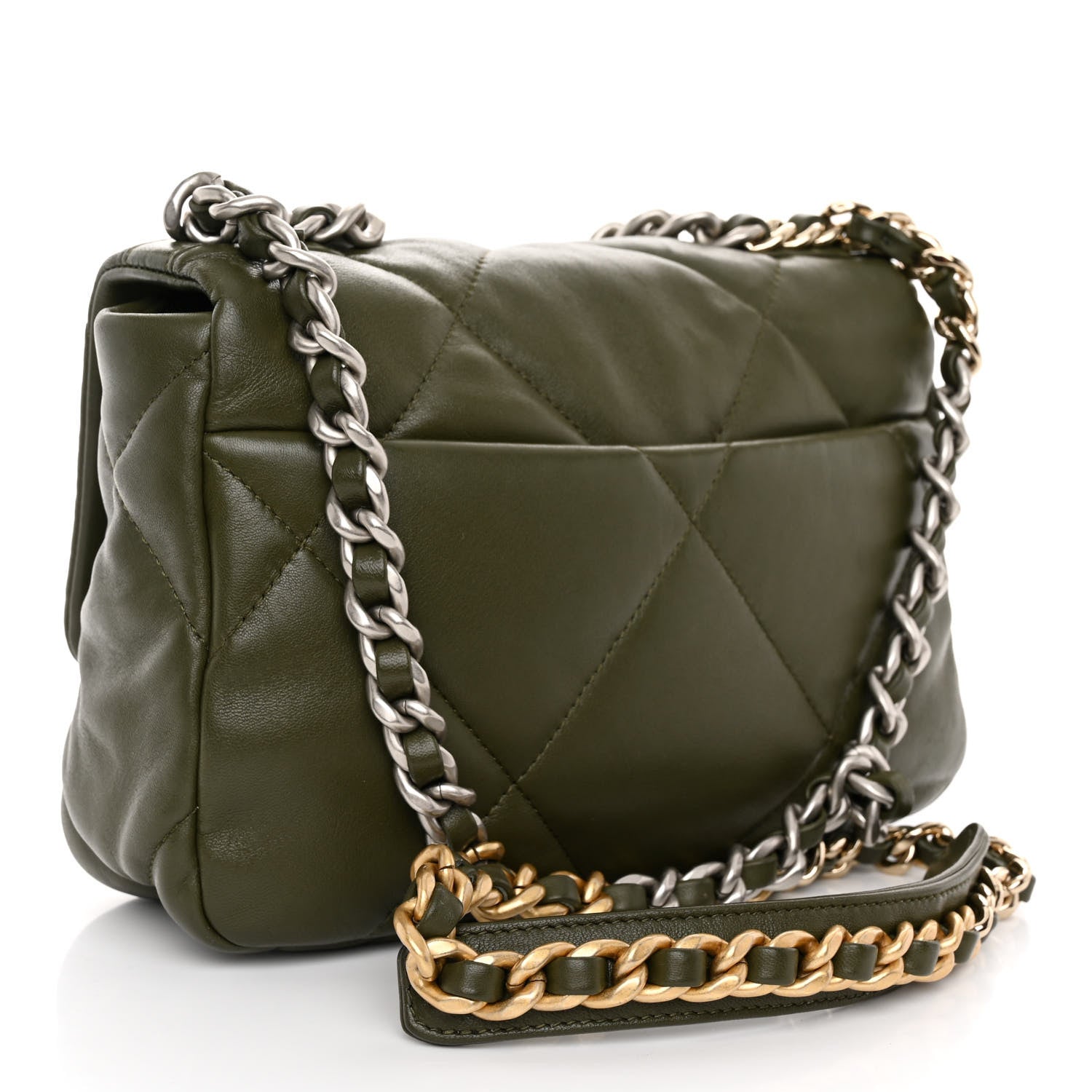 Chanel Lambskin Quilted Medium Chanel 19 Flap Khaki 3 of 11