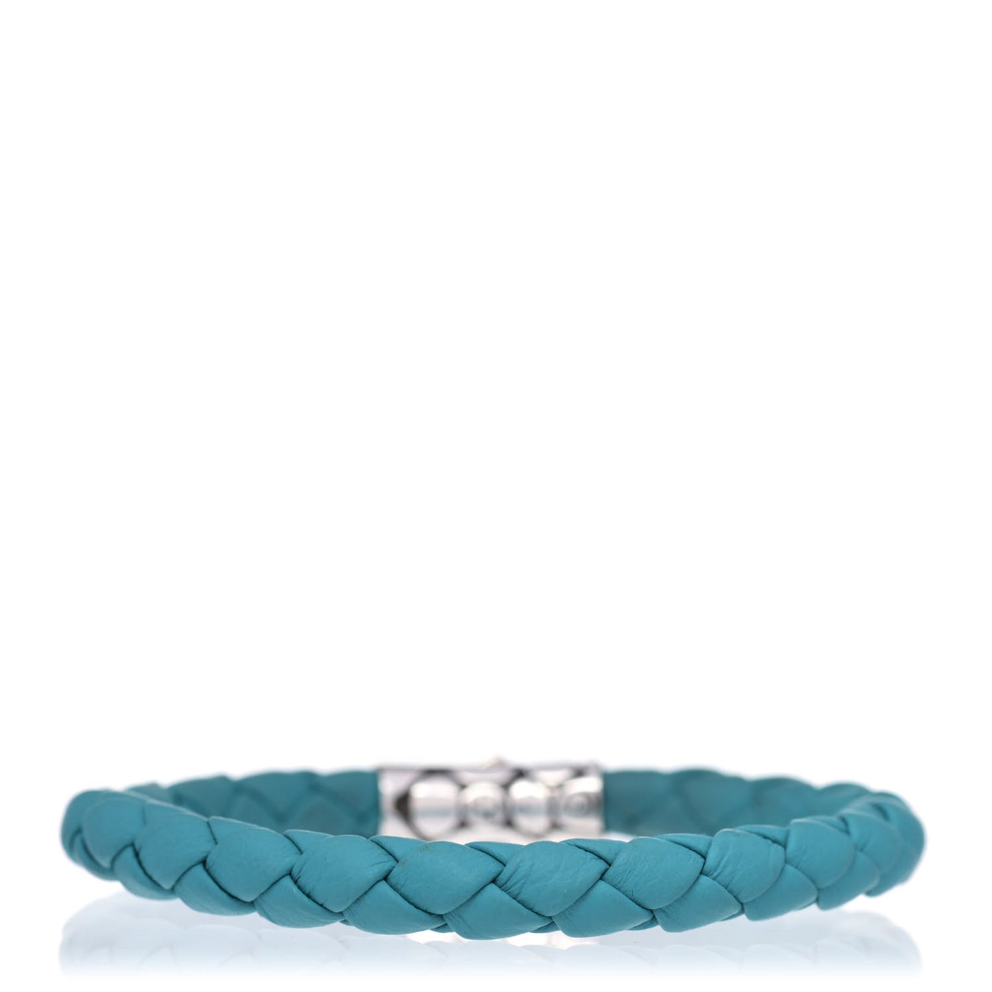 Sterling Silver Leather Braided Bracelet Turquoise M