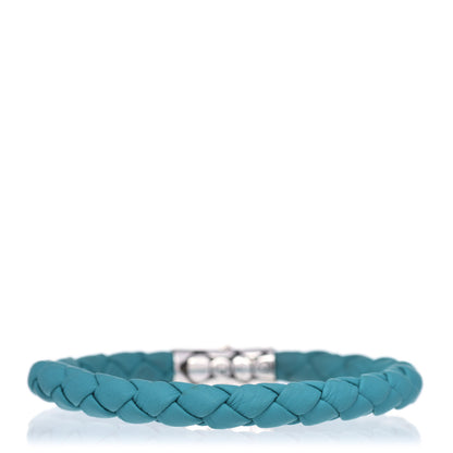 John Hardy Sterling Silver Leather Braided Bracelet Turquoise M 3 of 4