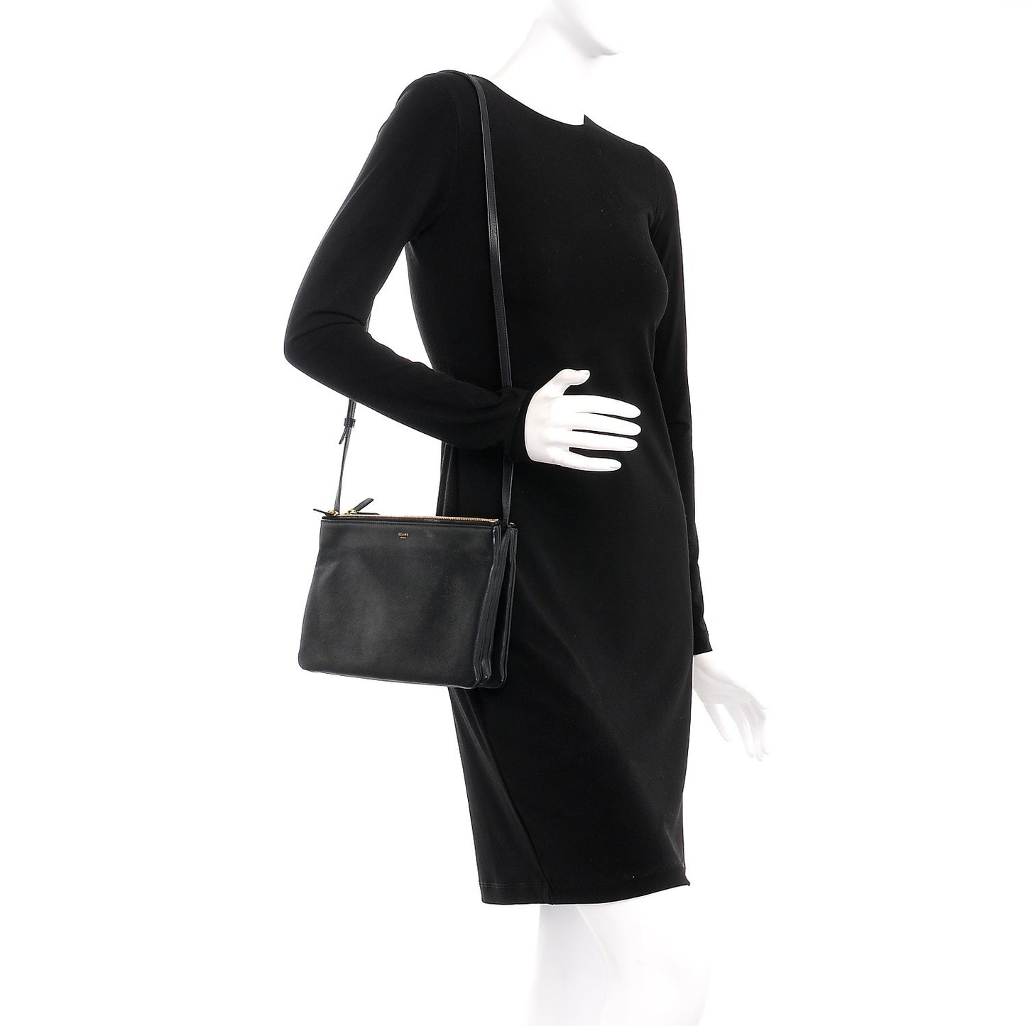 Lambskin Large Trio Crossbody Bag Black