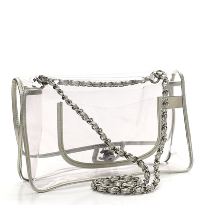 Chanel Metallic Lambskin PVC Medium Naked Flap Transparent Silver 3 of 11