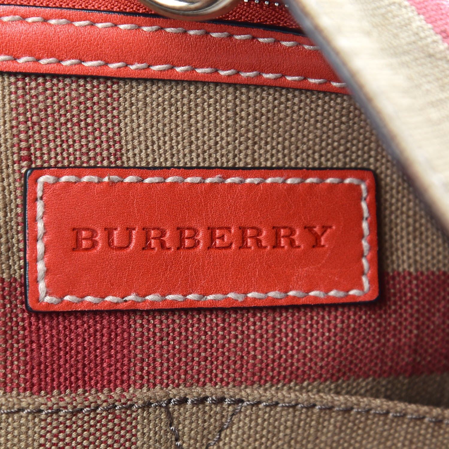 Burberry Canvas Mega Check Medium Ashby Hobo Cadmium Red 9 of 10