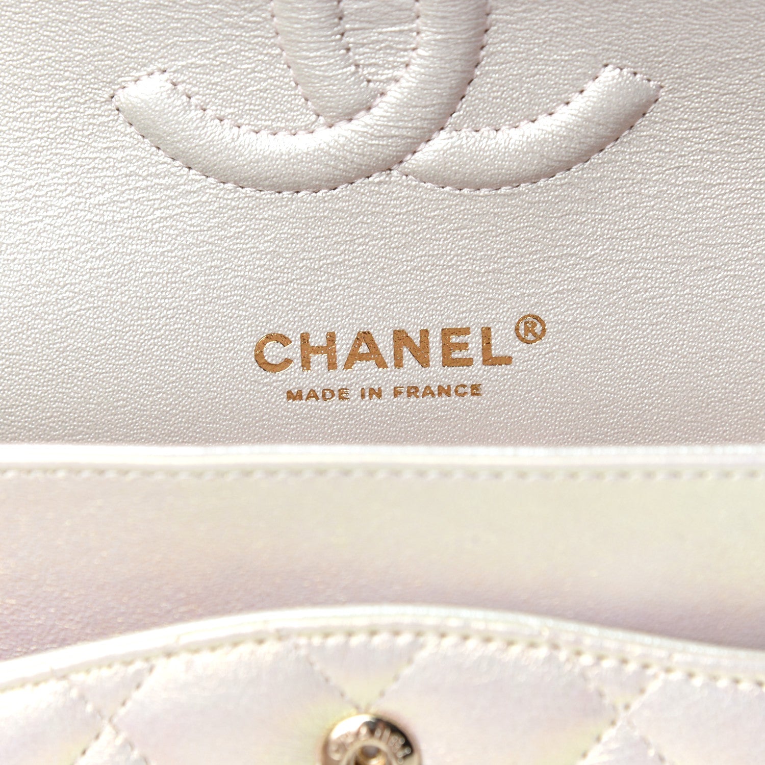 Chanel Iridescent Lambskin Quilted Medium Double Flap Ivory 6 of 10
