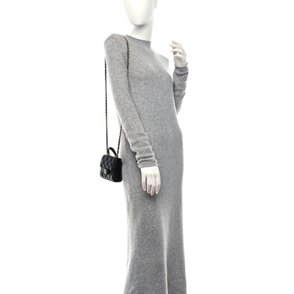 Chanel Lambskin Quilted Top Handle Flap Clutch With Chain Black 2 of 9