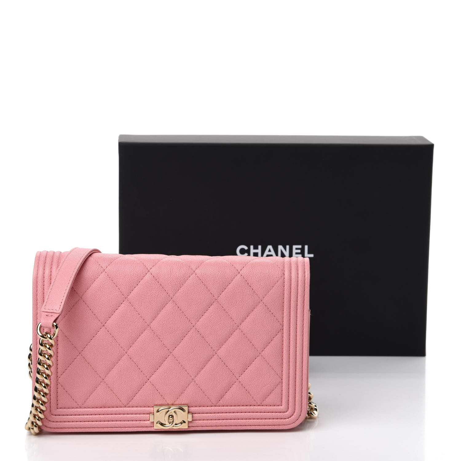 Chanel Caviar Quilted Boy Wallet On Chain WOC Light Pink 12 of 12