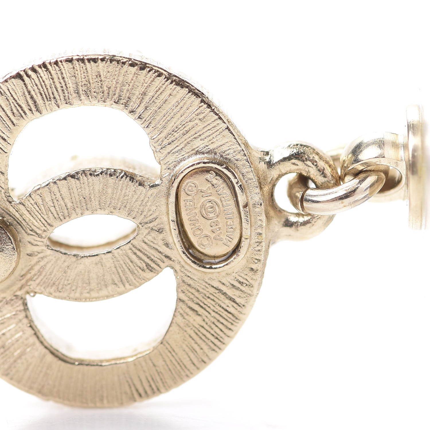 Chanel Crystal Lucite Pearl CC Drop Earrings Gold 4 of 5