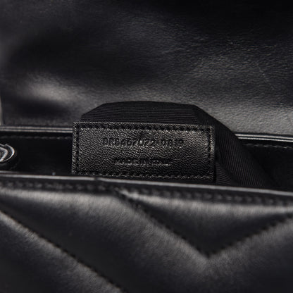 Saint Laurent Calfskin Y Quilted Monogram Toy Loulou Crossbody Bag Black 9 of 10
