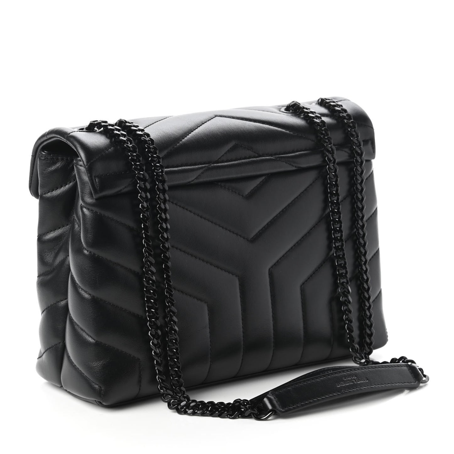 Calfskin Y Quilted Monogram Small Loulou Chain Satchel Black