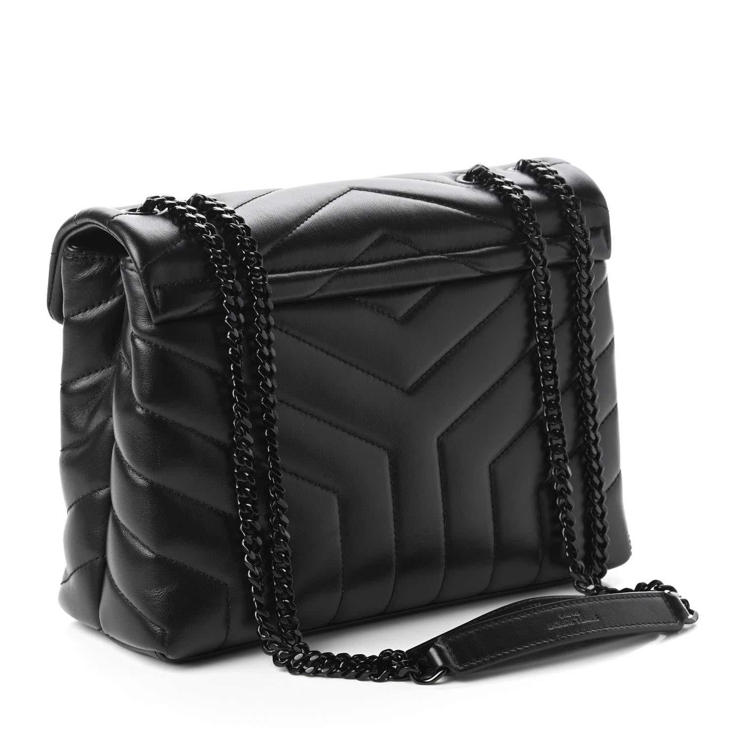 Saint Laurent Calfskin Y Quilted Monogram Small Loulou Chain Satchel Black 3 of 10