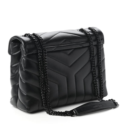 Saint Laurent Calfskin Y Quilted Monogram Small Loulou Chain Satchel Black 3 of 10