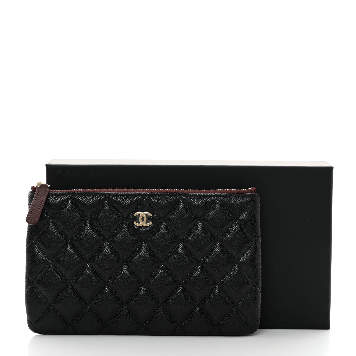 Caviar Quilted Small Zipped Pouch Black