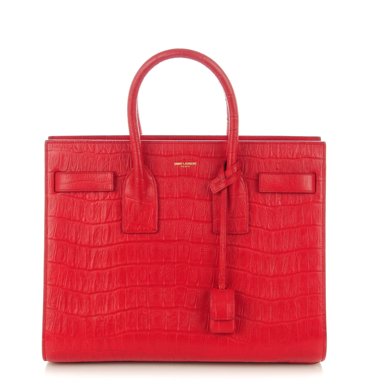 Calfskin Crocodile Embossed Small Sac De Jour Rouge