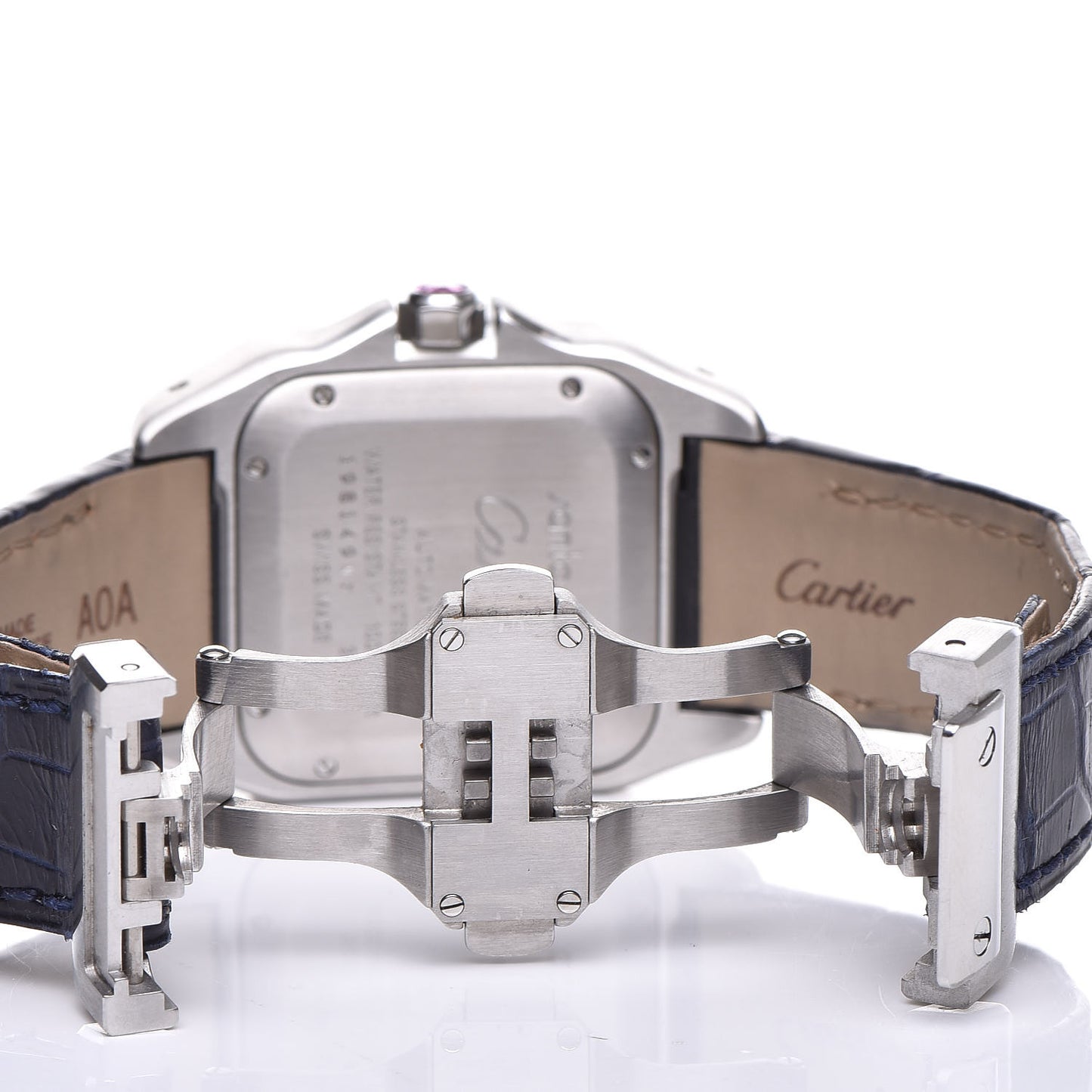 Stainless Steel Alligator 33mm Santos 100 Automatic Watch Pink