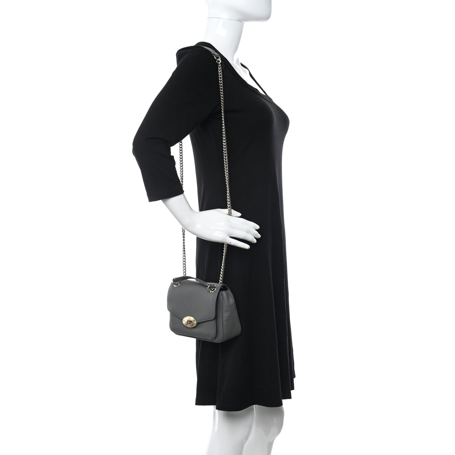 Small Classic Grain Calfskin Small Darley Shoulder Bag Mole Grey