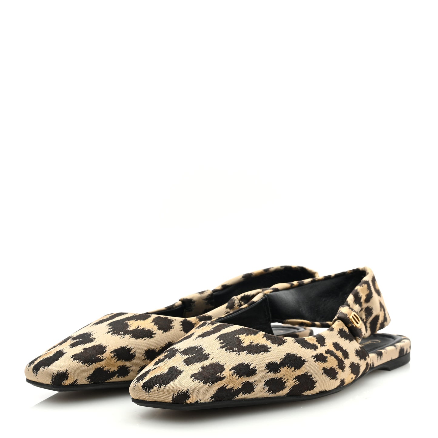 Nylon Leopard Print Mizza Slingback Flat 40 Beige Multicolor