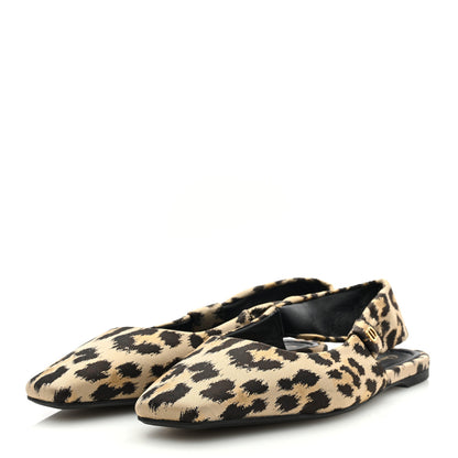 Christian Dior Nylon Leopard Print Mizza Slingback Flat 40 Beige Multicolor 3 of 7