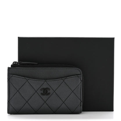 Chanel Pearly Lambskin Quilted Zip Card Holder So Black 8 of 8