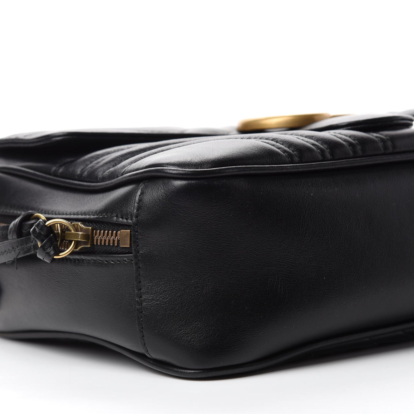 Calfskin Matelasse Sylvie Web Small GG Marmont Top Handle Shoulder Bag Black