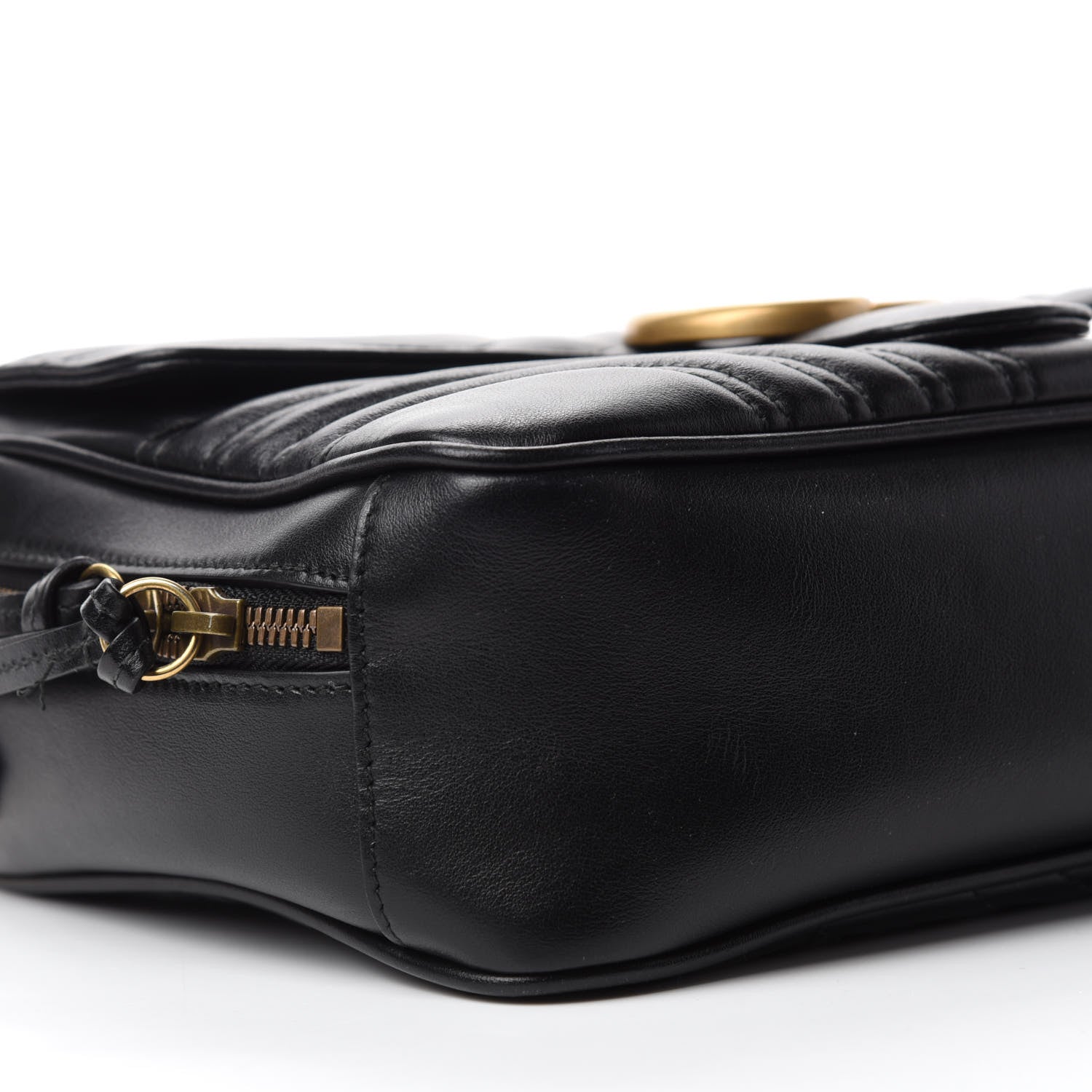 Gucci Calfskin Matelasse Sylvie Web Small GG Marmont Top Handle Shoulder Bag Black 6 of 11