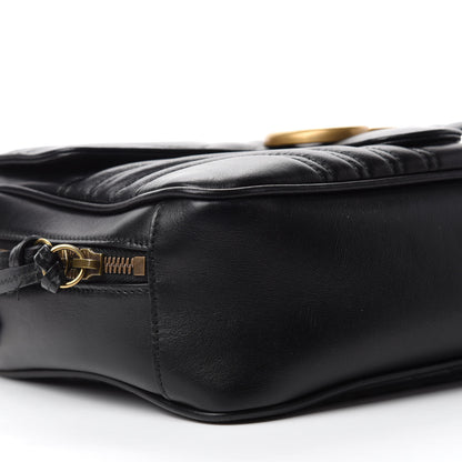 Gucci Calfskin Matelasse Sylvie Web Small GG Marmont Top Handle Shoulder Bag Black 6 of 11