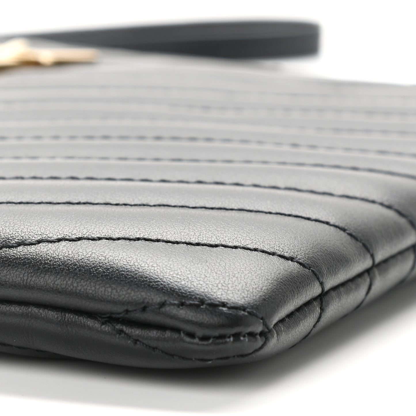 Calfskin Matelasse Chevron Monogram A5 Wristlet Black