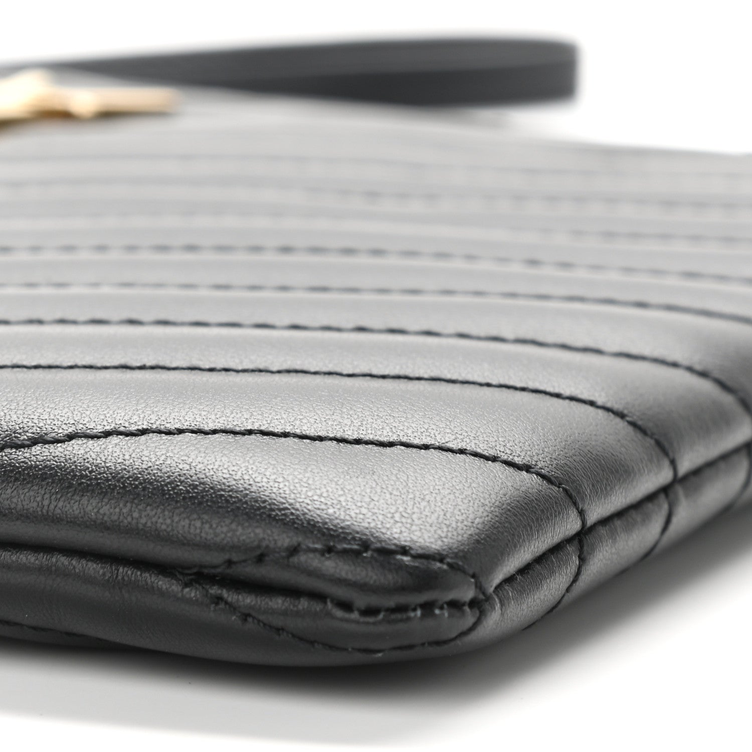 Saint Laurent Calfskin Matelasse Chevron Monogram A5 Wristlet Black 10 of 11