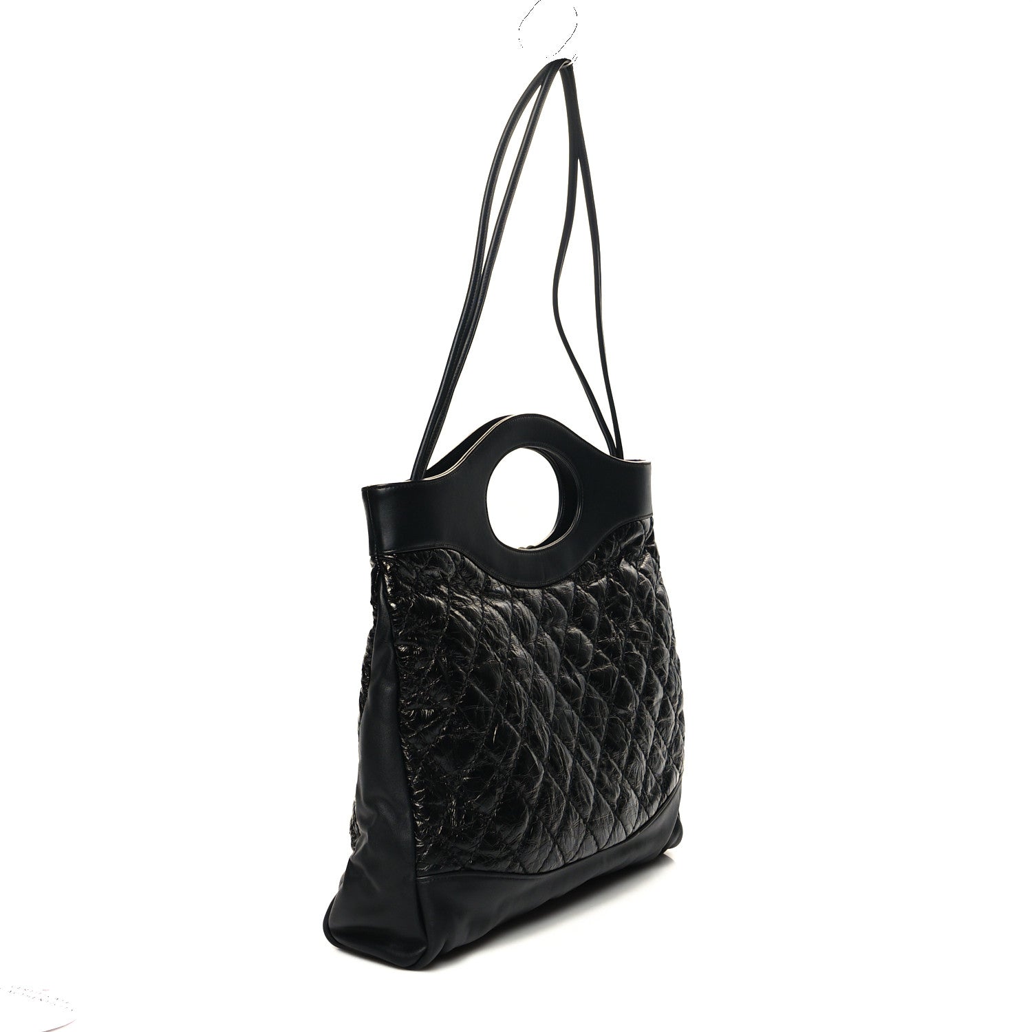 Chanel Crumpled Calfskin Quilted 31 Large Shopping Bag Black 3 of 10