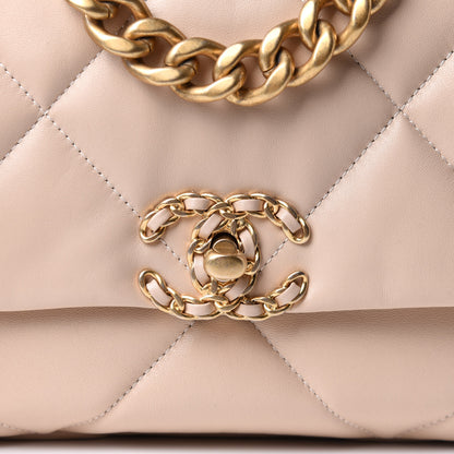 Chanel Lambskin Quilted Medium Chanel 19 Flap Beige 8 of 12