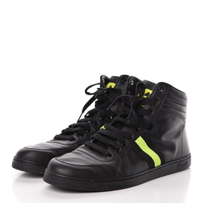 Gucci Calfskin GG Viaggio High-Top Sneakers 10.5 Black Green Fluo 3 of 20