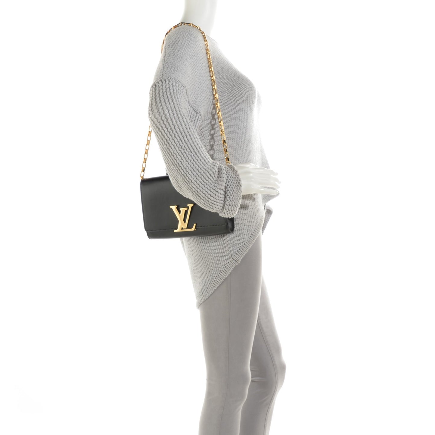 Calfskin Chain Louise GM Black